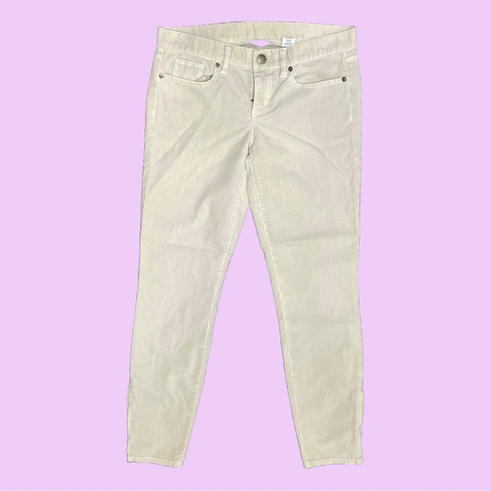 JCrew 27 ankle Super Skinny Stretch Cream Color Corded Jeans
